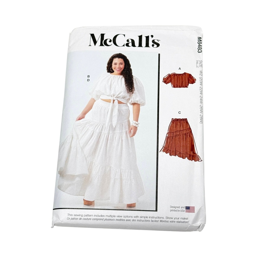 McCalls M8483 Sewing Pattern Women's Tops and Skirts Size 20W-28W New Uncut